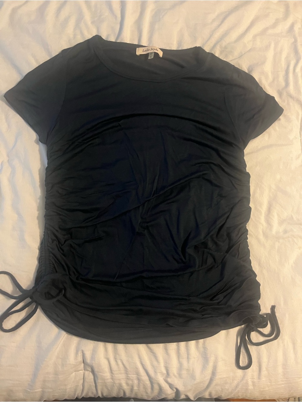 Laila Jayde Navy Maternity Ruched Side Tee